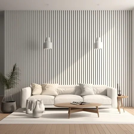 Barevná variabilita lamelových panelů- lamely vhodné k přemalování - realizace v obývacím pokoji