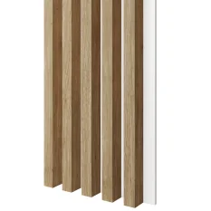 Dřevěné lamely ŠIROKÉ na BÍLÉ desce (MDF), DUB PŘÍRODNÍ, 46 x 300 x 2750 mm (0,825 m2)