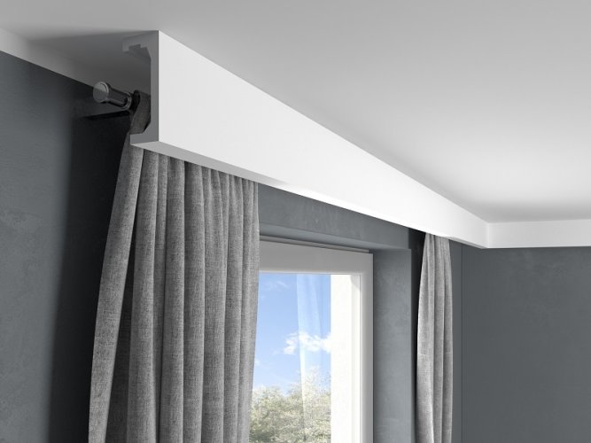 Garnižová LED osvetľovacia lišta, NEPRIAME OSVETLENIE, tvrdý plast PolyForce (HD Polymer), základný biely náter (pretierateľný), 120 x 50 x 2400 mm