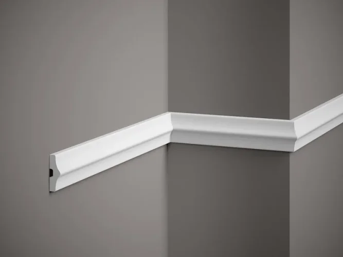 Nástěnná lišta – HLADKÁ, tvrdý plast PolyForce (HD Polymer), základní bílý nátěr (přetíratelný), 45 x 15 x 2000 mm