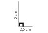Podlahová/stropní lišta – HLADKÁ, tvrdý plast PolyForce (HD Polymer), základní bílý nátěr (přetíratelný), 20 x 25 x 2000 mm