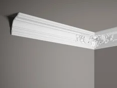Stropní lišta – S ORNAMENTEM, tvrdý materiál ProFoam (Polyuretan), základní bílý nátěr (přetíratelný), 171 x 178 x 2000 mm