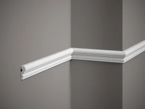 Nástěnná lišta – HLADKÁ, tvrdý plast PolyForce (HD Polymer), základní bílý nátěr (přetíratelný), 41 x 15 x 2000 mm