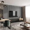 Akustický panel ACOUSTIC LINE - glacier grey | čierna, 2650 x 245 x 22 mm, lamely MDF + FINISH FOLIE, akustický podklad FILC