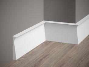 Podlahová lišta – PREMIUM, tvrdý plast PolyForce (HD Polymér), kvalitný biely lak (finálny povrch), 108 x 15 x 2000 mm