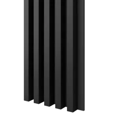 Dřevěné lamely ŠIROKÉ na ČERNÉ desce (MDF), ČERNÁ MATNÁ, 46 x 300 x 2750 mm (0,825 m2)