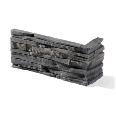 Kamenný obklad, ROH, Z BETONU, MESADA 1, tmavě šedá, 120 x 75 x 245 mm, tloušťka 25 mm, 1,20 bm