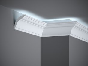 Stropní LED osvětlovací lišta, NEPŘÍMÉ OSVĚTLENÍ, tvrdý plast PolyForce (HD Polymer), základní bílý nátěr (přetíratelný), 72 x 72 x 2000 mm