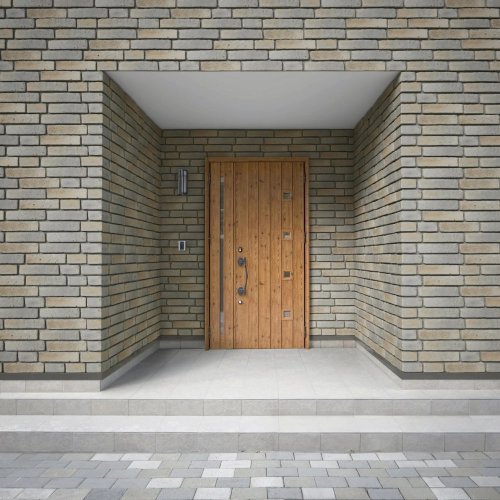 Realizace betonového obkladu MONSANTO 2 – Cihlový vstup do domu