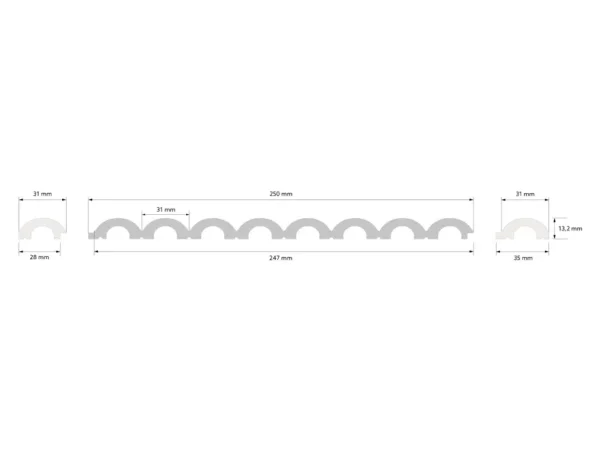 Schéma ukončení voděodolných lamelových panelů