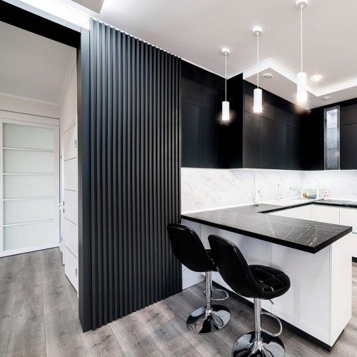 LINEA SLIM 1 dřevěná lamela na desce - černá | černá, 2650 x 54 x 30 mm