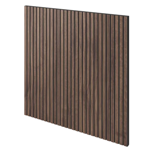 Lamelový panel VARDO - DÝHA Z AMERICKÉHO OŘECHU, 600 x 600 mm, ČERNÝ MDF PANEL