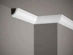 Stropná lišta – HLADKÁ, tvrdý plast ProFoam® (polyuretán), základný biely náter (pretierateľný), 50 x 50 x 2000 mm
