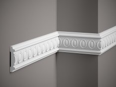 Nástěnná lišta – S ORNAMENTEM, tvrdý plast ProFoam® (polyuretan), základní bílý nátěr (přetíratelný), 81 x 15 x 2000 mm Nástěnná lišta – S ORNAMENTEM, tvrdý plast ProFoam® (polyuretan), základní bílý nátěr (přetíratelný), 81 x 15 x 2000 mm