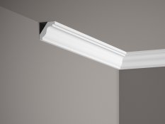 Stropní lišta – HLADKÁ, tvrdý plast ProFoam® (polyuretan), základní bílý nátěr (přetíratelný), 32 x 32 x 2000 mm