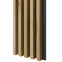 Dřevěné lamely ŠIROKÉ na ČERNÉ desce (MDF), DUB WOTAN, 46 x 300 x 2750 mm (0,825 m2)