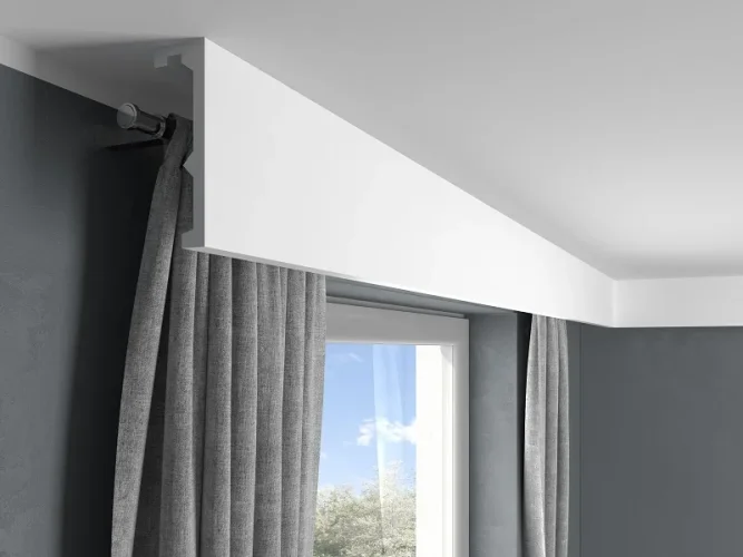 Garnižová LED osvetľovacia lišta, NEPRIAME OSVETLENIE, tvrdý plast PolyForce (HD Polymer), základný biely náter (pretierateľný), 179 x 55 x 2400 mm