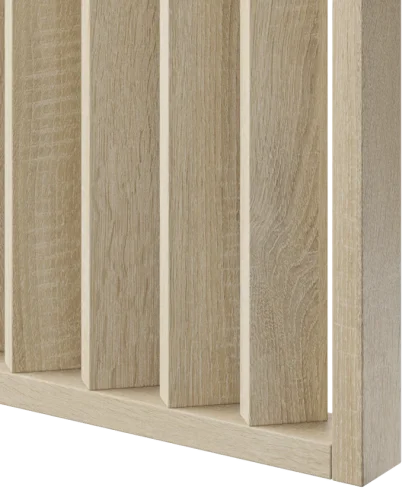 Dělící lamelová stěna s podstavcem - volně stojící, 990 x 2005 mm, (MDF), DUB SONOMA - Typ lamel: V úhlu 45° k základně