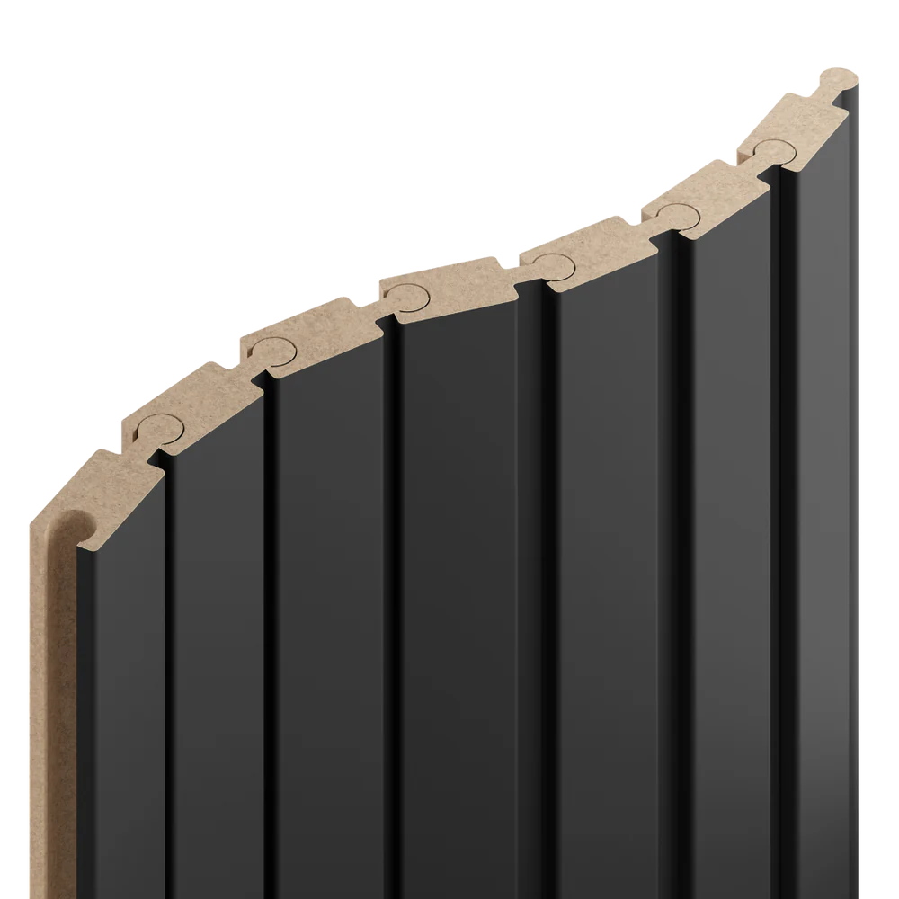 Lamely Puzzle, ČERNÁ MATNÁ, obložení zakřivených a oblých stěn, 46 x 18 x 2750 mm