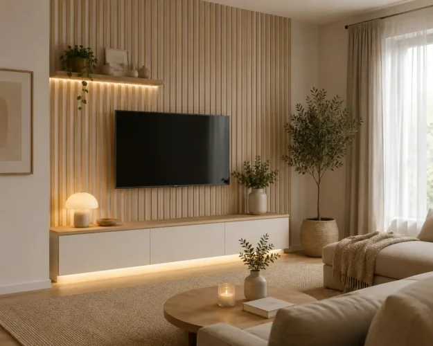 Drevené lamely ÚZKE na BIELEJ doske (MDF), DUB SONOMA, FINISH FÓLIA, 24 x 300 x 2750 mm (0,825 m2)