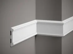 Nástěnná lišta – HLADKÁ, tvrdý plast ProFoam® (polyuretan), základní bílý nátěr (přetíratelný), 108 x 20 x 2000 mm
