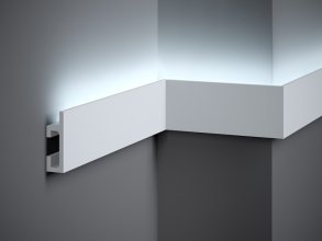 LED osvětlovací lišta - na stěnu, strop i sokl - NEPŘÍMÉ OSVĚTLENÍ, tvrdý plast PolyForce (HD Polymer), základní bílý nátěr (přetíratelný), 80 x 25 x 2000 mm