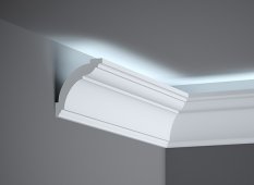Stropní LED osvětlovací lišta, NEPŘÍMÉ OSVĚTLENÍ, tvrdý plast PolyForce (HD Polymer), základní bílý nátěr (přetíratelný), 72 x 72 x 2000 mm