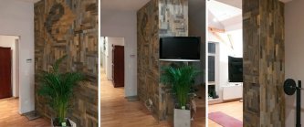 Realizace obkladu v posilovně pomocí dřevěného obkladu ze staré borovice