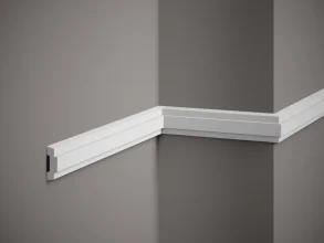 Nástenná lišta – HLADKÁ, tvrdý plast PolyForce (HD Polymér), základný biely náter (pretierateľný), 45 x 15 x 2000 mm