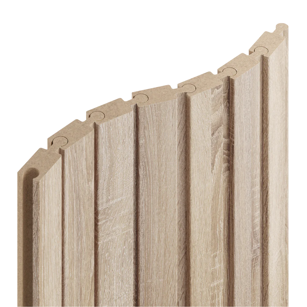 Lamely Puzzle, DUB SONOMA, obložení zakřivených a oblých stěn, 46 x 18 x 2750 mm