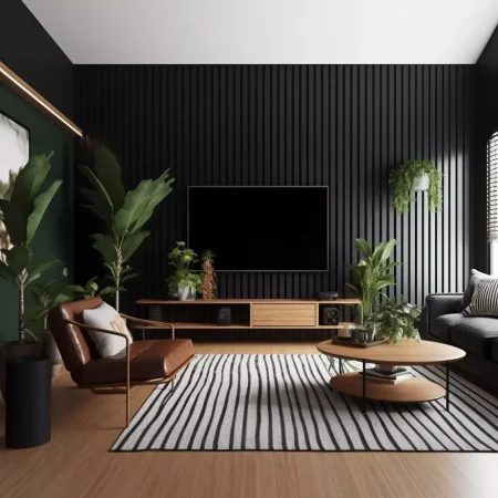 Na černo přebarvené lamelové panely z extrudovaného polymeru