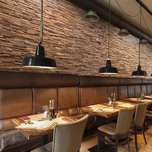 Realizace obkladových panelů INCOGNITO v interiéru restaurace