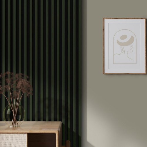 LINEA SLIM 3 drevené lamely na doske - botanic | čierna, 2650 x 150 x 30 mm