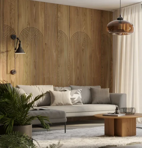 Veľkoformátový lamelový panel OSAKA - DUBOVÁ DYHA, 600 x 2750 x 11 mm, ČIERNY MDF PANEL