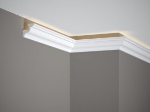 Stropná LED osvetľovacia lišta, NEPRIAME OSVETLENIE, tvrdý plast PolyForce (HD Polymer), základný biely náter (pretierateľný), 40 x 40 x 2000 mm