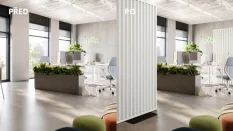 Deliaca lamelová stena s podstavcom - voľne stojaca, 990 x 2005 mm, (MDF), BIELA Deliaca lamelová stena s podstavcom - voľne stojaca, 990 x 2005 mm, (MDF), BIELA
