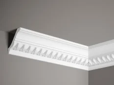 Stropní lišta – S ORNAMENTEM, tvrdý materiál ProFoam (Polyuretan), základní bílý nátěr (přetíratelný), 75 x 78 x 2000 mm