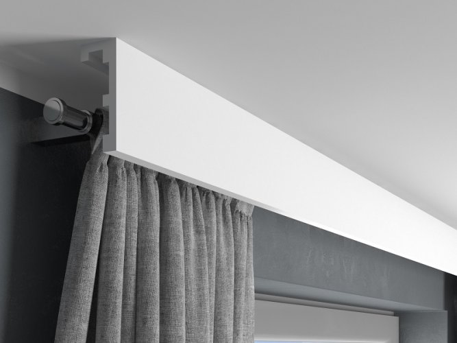 Garnižová LED osvetľovacia lišta, NEPRIAME OSVETLENIE, tvrdý plast PolyForce (HD Polymer), základný biely náter (pretierateľný), 100 x 41 x 2400 mm