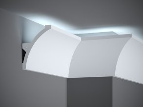 Stropní LED osvětlovací lišta, NEPŘÍMÉ OSVĚTLENÍ, tvrdý plast ProFoam® (polyuretan), základní bílý nátěr (přetíratelný), 140 x 106 x 2000 mm