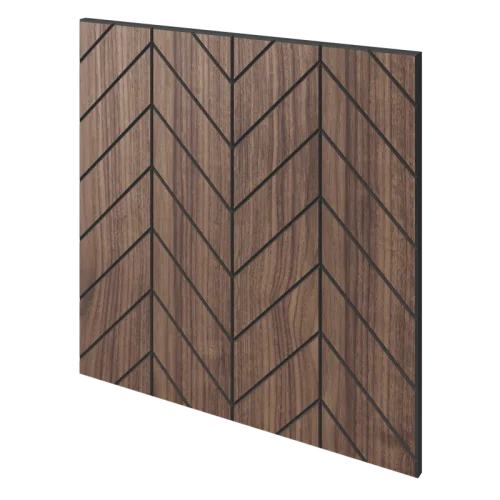 Lamelový panel VERSAILLES - DÝHA Z AMERICKÉHO OŘECHU, 600 x 600 x 11 mm, ČERNÝ MDF PANEL