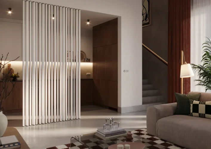 Otočné voľne stojace lamely, ČIERNÁ, 30 x 70 x 2750 mm, MDF + FINISH FOLIE