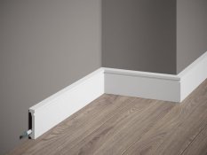 VZOREK - Podlahová lišta – HLADKÁ, tvrdý plast PolyForce (HD Polymer), základní bílý nátěr (přetíratelný), 60 x 13 x 100 mm