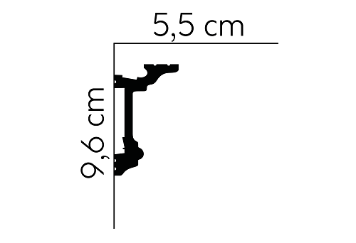 Stropná LED osvetľovacia lišta, NEPRIAME OSVETLENIE, tvrdý plast PolyForce (HD Polymer), základný biely náter (pretierateľný), 96 x 55 x 2000 mm