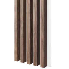 Dřevěné lamely ŠIROKÉ na BÍLÉ desce (MDF), OŘECH DÝHA, 46 x 300 x 2750 mm (0,825 m2)