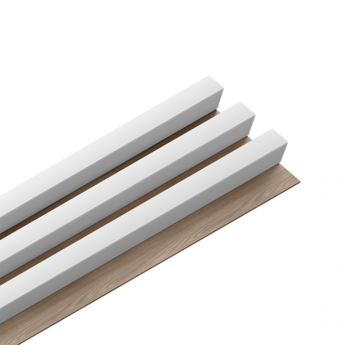 LINEA 3 drevené lamely na doske - biela | dub, 2750 x 176 x 40 mm