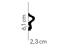 Nástěnná lišta – HLADKÁ, tvrdý plast PolyForce (HD Polymer), základní bílý nátěr (přetíratelný), 61 x 23 x 2000 mm