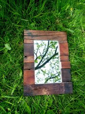 BALI - Zrcadlo obložené dřevem, 290 x 210 mm