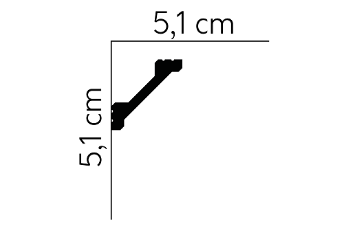 Stropná LED osvetľovacia lišta, NEPRIAME OSVETLENIE, tvrdý plast PolyForce (HD Polymer), základný biely náter (pretierateľný), 51 x 51 x 2000 mm