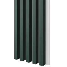 Drevené lamely ŠIROKÉ na BIELEJ doske (MDF), FĽAŠKOVO ZELENÁ, 46 x 300 x 2750 mm (0,825 m2)