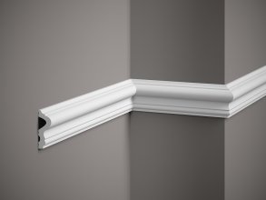 Nástenná lišta – HLADKÁ, tvrdý plast PolyForce (HD Polymér), základný biely náter (pretierateľný), 61 x 23 x 2000 mm